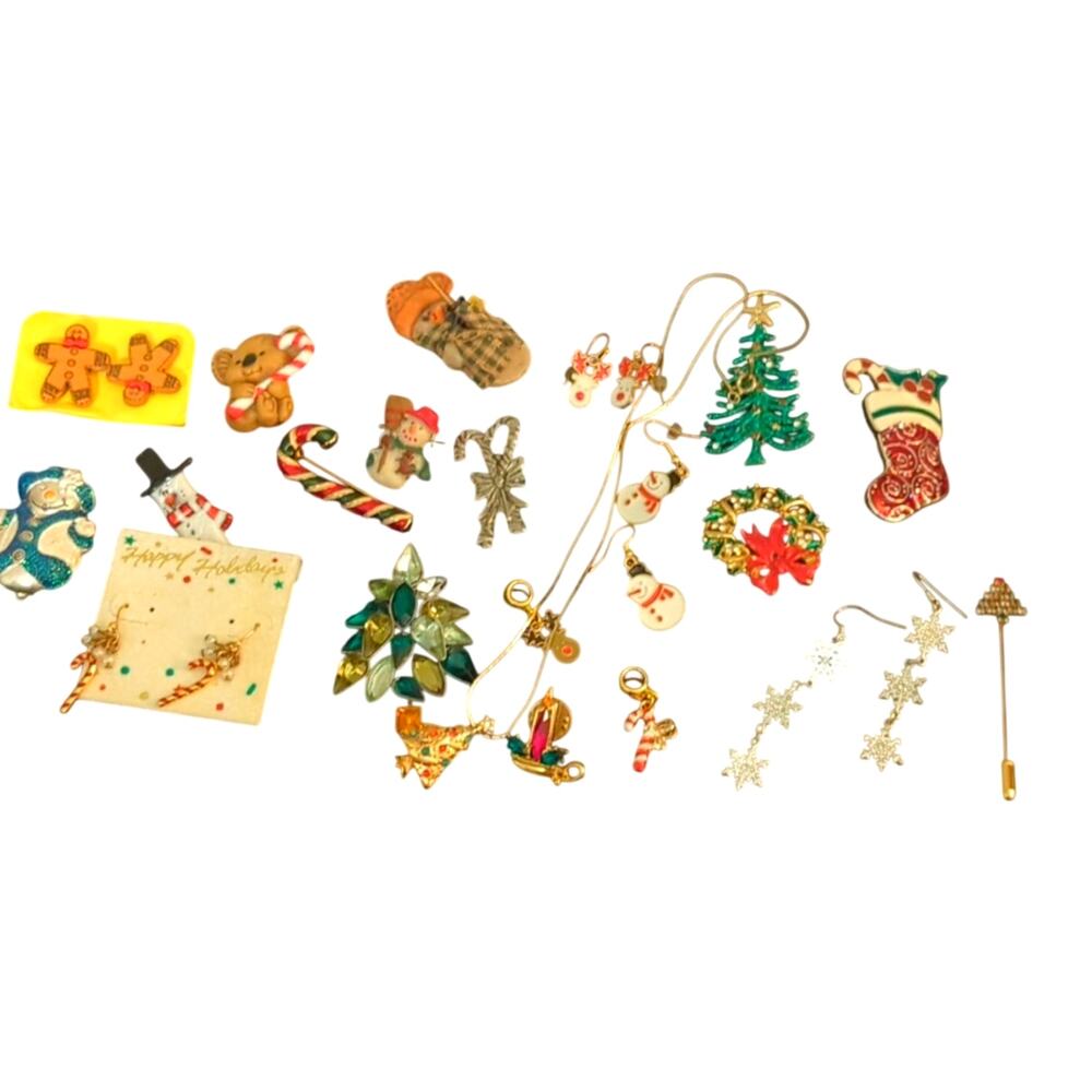 Lot of Christmas Costume Jewelry Sold As Is